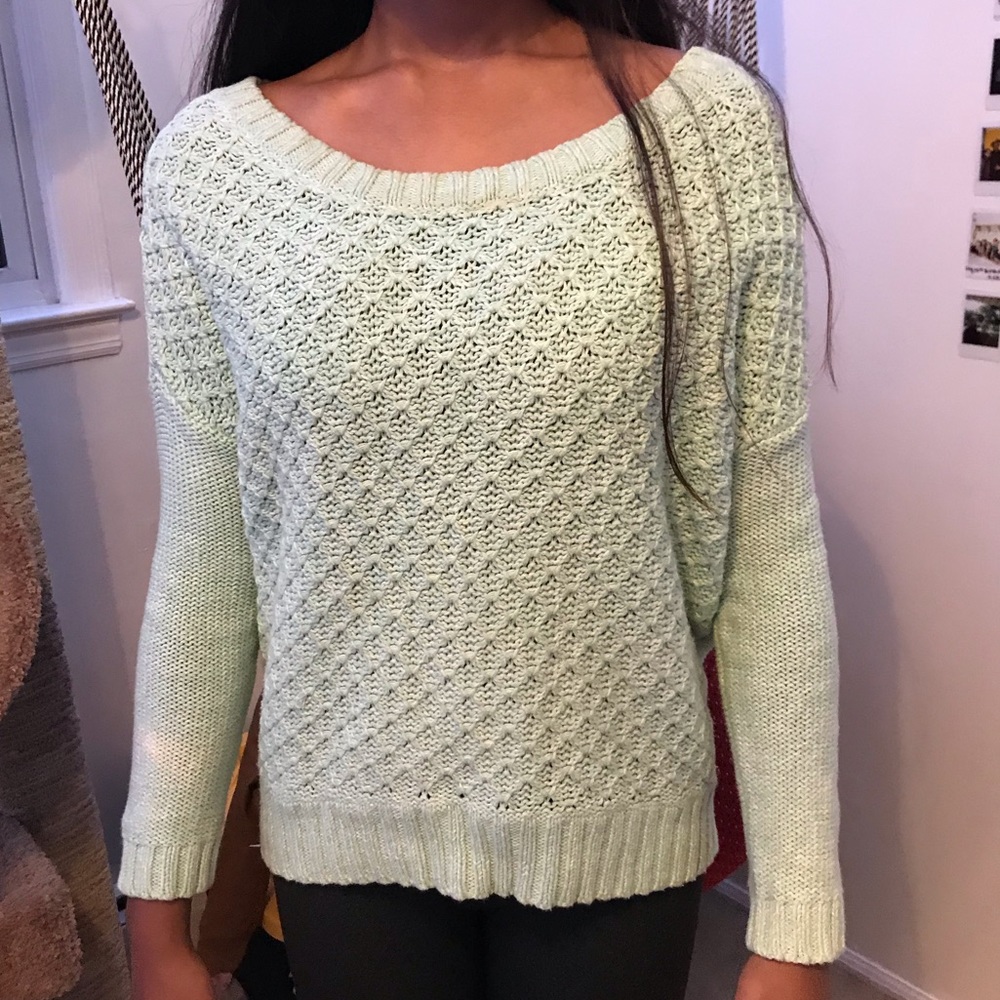american eagle mint green teen girls knit sweater
